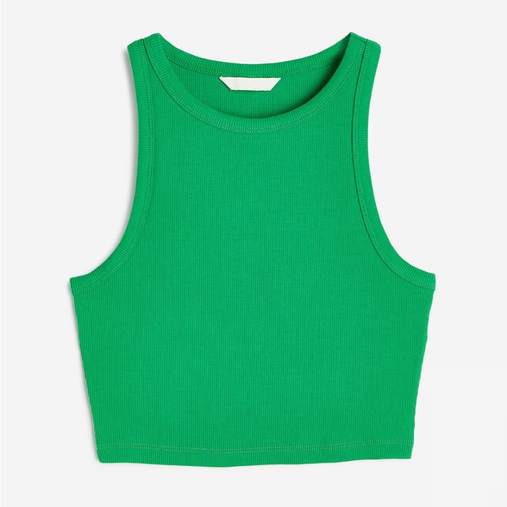 H&M cropped green tank size S
